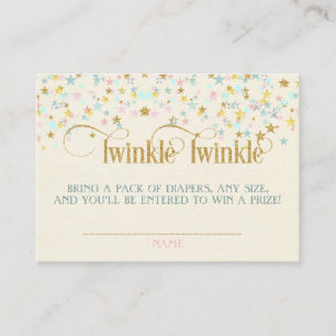 Cartão De Informações Chá de Bebê Twinkle Little Star Rifas de Fraldas