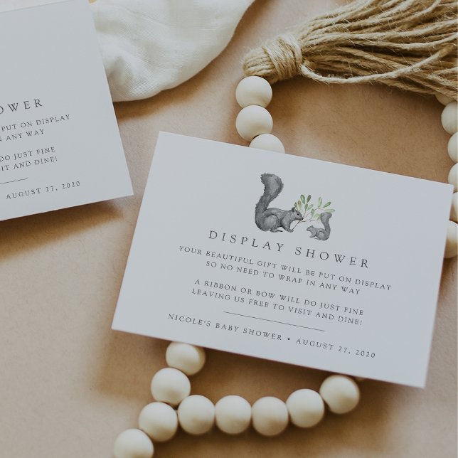 Cartão De Informações Chá de Chá de fraldas do Esquilo Woodland (Criador carregado)