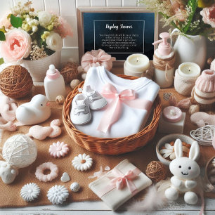 Cartão De Informações Chá de Exibição de Bebê Brilhante Brilhante