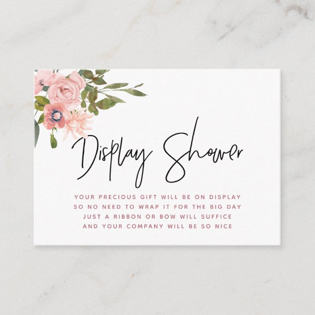 Cartão De Informações Chá de exibição de Chá de fraldas Dourado e Blush (Frente)