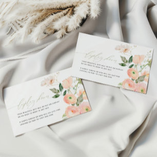 Cartão De Informações Chá de exibição de Flores Verdes Elegantes e Sage