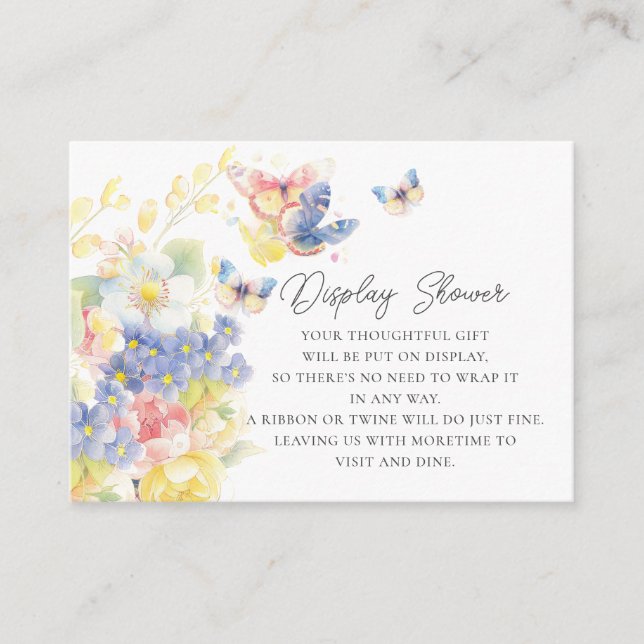 Cartão De Informações Chá de Exibição de Jardim de Borboleta (Frente)