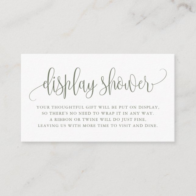 Cartão De Informações Chá de Exibição de Script Bonito Verde (Frente)