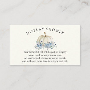 Cartão De Informações Chá de exibição do Chá de fraldas de abóbora branc