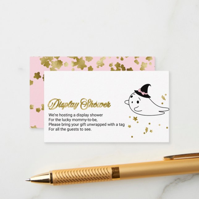 Cartão De Informações Chá de exibição do Chá de fraldas do Fantasma Ghos (Frente/Verso In Situ)