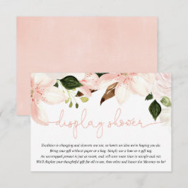 Cartão De Informações Chá de exibição floral branco-rosa lírios