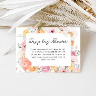 Cartão De Informações Chá de Exibição Floral de Pastel Suave