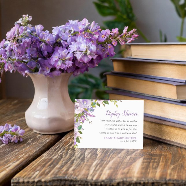 Cartão De Informações Chá De Exibição Floral Lilac Sem Solicitação De Qu (Criador carregado)