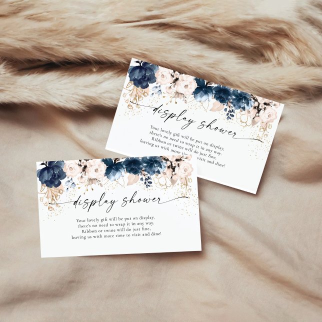 Cartão De Informações Chá de exibição marinho azul e Rosa (Criador carregado)