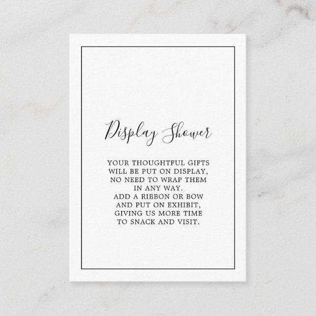 Cartão De Informações Chá de exibição minimalista (Frente)