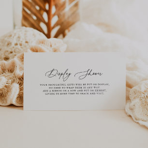 Cartão De Informações Chá de exibição preto mínimo moderno e minimalista