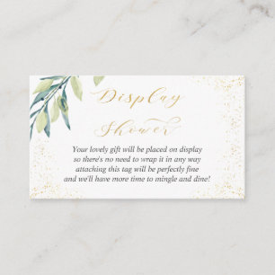 Cartão De Informações Chá de Exibição Sem Folhagem Verde Dourada Splatte