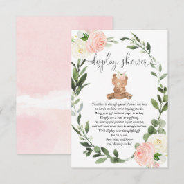 Cartão De Informações Chá de exposição floral cor-de-rosa verde