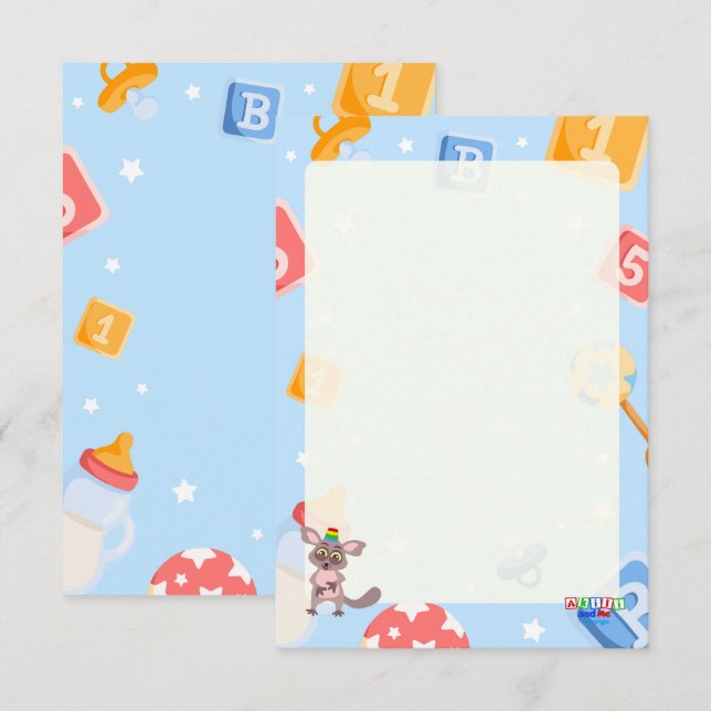 Cartão De Informações Chá de fraldas Akili e Me (Frente/Verso)