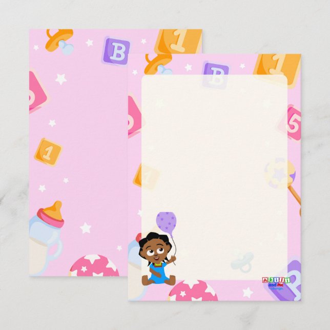 Cartão De Informações Chá de fraldas Akili e Me (Frente/Verso)