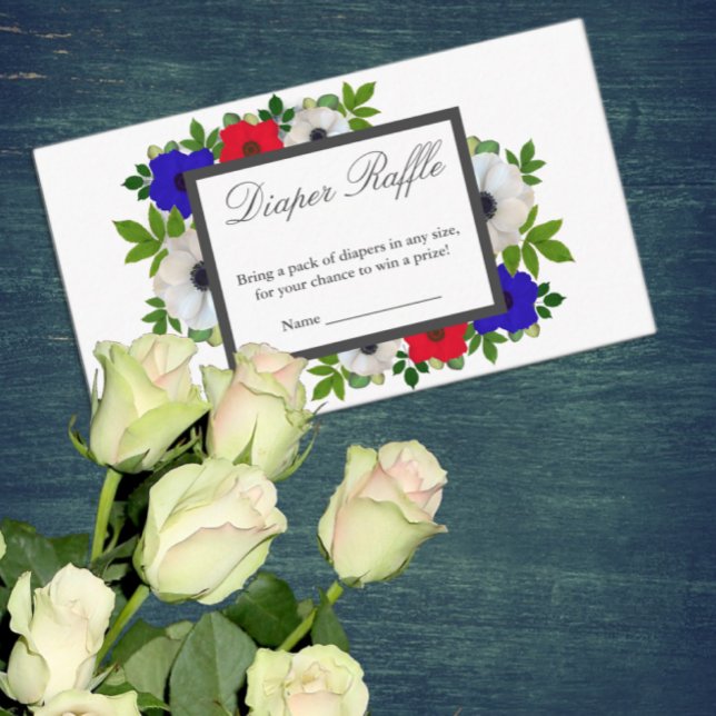 Cartão De Informações Chá de fraldas Anêmona Patriótica Raffle (Criador carregado)