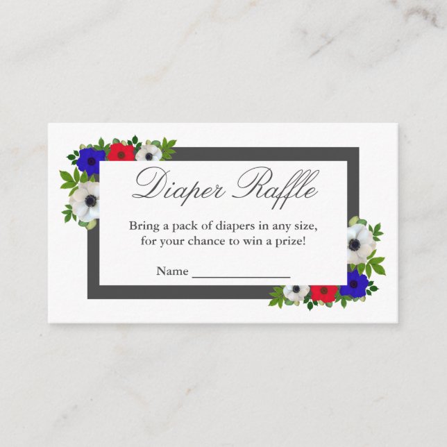 Cartão De Informações Chá de fraldas Anêmona Patriótica Raffle (Frente)