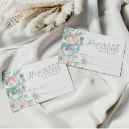 Cartão De Informações Chá de fraldas Azul Dusty adivinha quantos doces