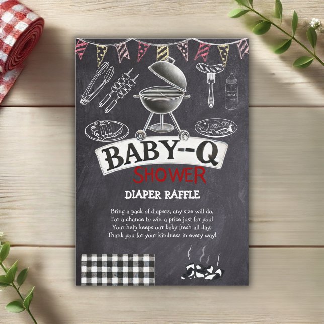 Cartão De Informações Chá de fraldas Baby-Q Grill Chalkboard (Criador carregado)