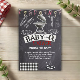 Cartão De Informações Chá de fraldas Baby-Q Grill Chalkboard