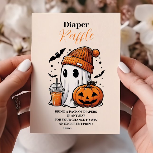 Cartão De Informações Chá de fraldas Bonito de Halloween Raffle Diapper (Criador carregado)