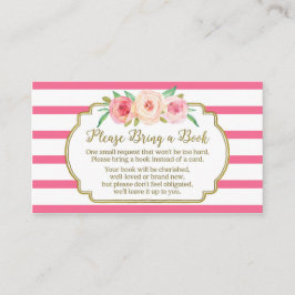 Cartão De Informações Chá de fraldas Book Request Card Floral Strips Ros