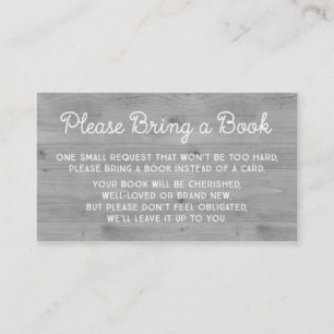 Cartão De Informações Chá de fraldas Book Request Card Russ Cinza Wood