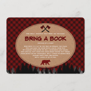 Cartão De Informações Chá de fraldas Buffalo Xadrez Lumberjack Traga um 