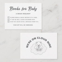 Cartão De Informações Chá de fraldas Cloud Nine, Traga Um Livro