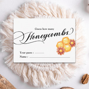 Cartão De Informações Chá de fraldas da abelha ouro adivinha quantas pen