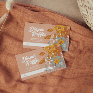 Cartão De Informações Chá de fraldas da Fralda da Flor do Groovy com Raf