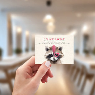 Cartão De Informações Chá de fraldas da fralda Raffle Mohawk Raccoon