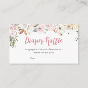 Cartão De Informações Chá de fraldas de abóbora rosa Raffle