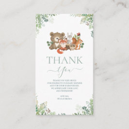 Cartão De Informações Chá de fraldas de animais florestais Obrigado