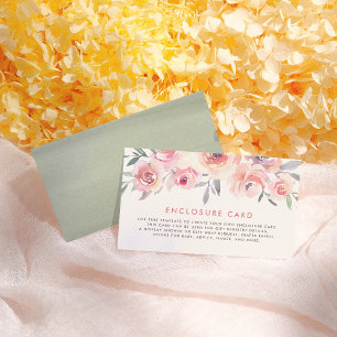 Cartão De Informações Chá de fraldas de Aquarela de Pastel Rosa