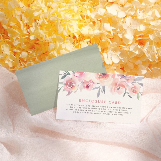 Cartão De Informações Chá de fraldas de Aquarela de Pastel Rosa (Criador carregado)