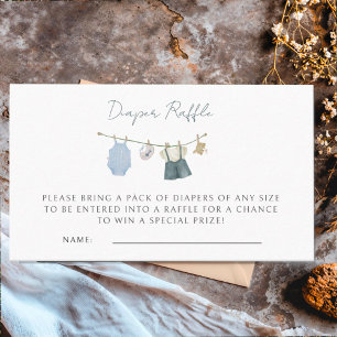 Cartão De Informações Chá de fraldas de Aquarela de Roupas Simples