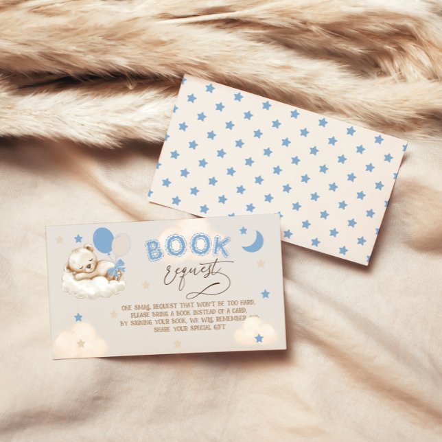 Cartão De Informações Chá de fraldas De Balões De Urso Azul Para Bebê (Criador carregado)