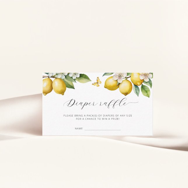 Cartão De Informações Chá de fraldas de Bilhete de Fralda de Lemon Raffl (Criador carregado)
