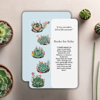 Cartão De Informações Chá de fraldas de Cactus Suculto Moderno