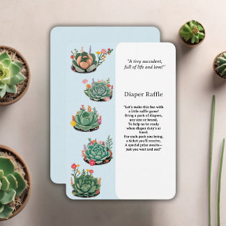 Cartão De Informações Chá de fraldas de Cactus Suculto Moderno
