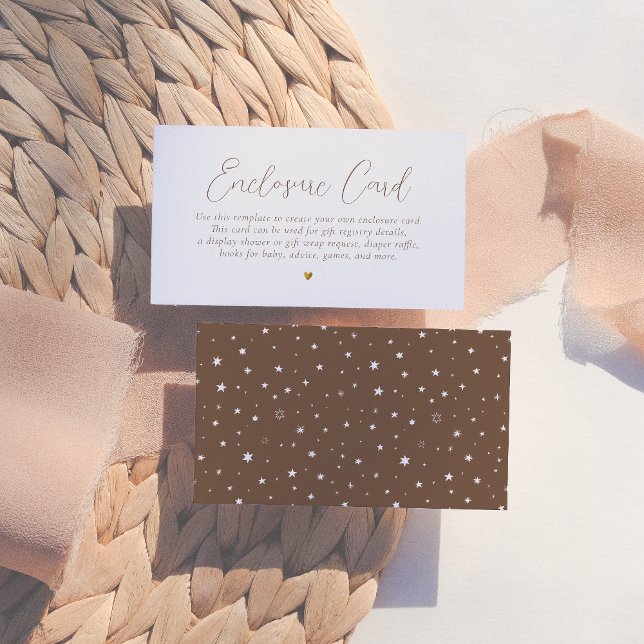 Cartão De Informações Chá de fraldas de Caligrafia Dourada Boho Minimali (Criador carregado)