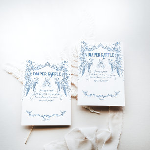 Cartão De Informações Chá de fraldas de Enfermeira Floral Dusty Blue Vin