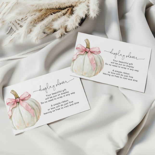 Cartão De Informações Chá de fraldas de Exibição de Arco Pumpkin e Rosa (Criador carregado)