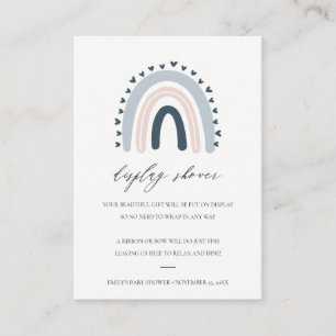 CARTÃO DE INFORMAÇÕES CHÁ DE FRALDAS DE EXIBIÇÃO DE CORAÇÃO AZUL AZUL AZ