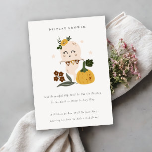 Cartão De Informações Chá de fraldas de exibição de tela azul Ghost Boo