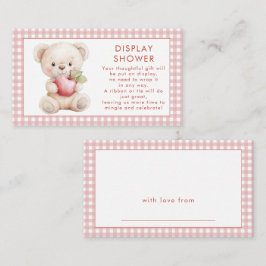 Cartão De Informações Chá de fraldas de Exibição de Urso Ocular, Gingham