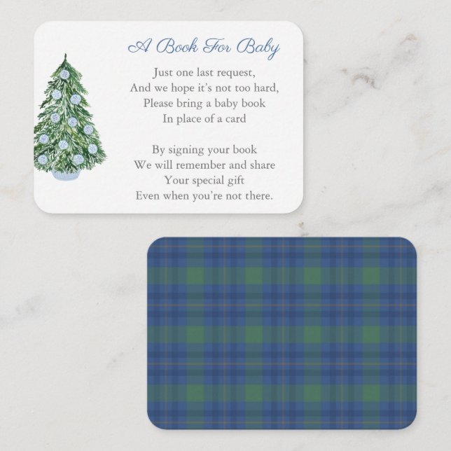 Cartão De Informações Chá de fraldas De Férias Elegantes Traga Um Livro  (Frente/Verso)