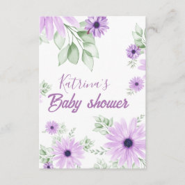 Cartão De Informações Chá de fraldas de Flores de Aquarelas Violetas Per