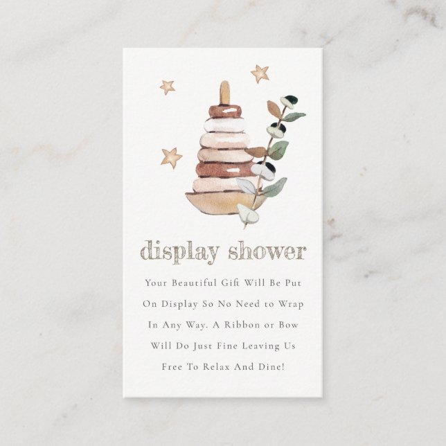 Cartão De Informações Chá de fraldas de Fralda de Brinquedos Neutros Boh (Frente)